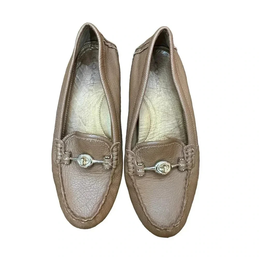Coach Women's Brown Leather Arlene Slip On Driving Loafer Shoes Size 7.5B